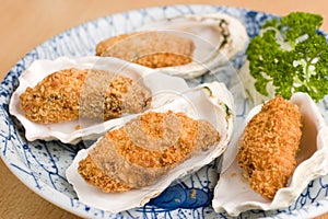 Japanese deep fried breadcrumbed oysters photo