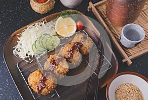 Japanese deep fried pork chop or menchikatsu