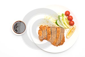 Japanese deep fried pork cutlet (tonkatsu set)