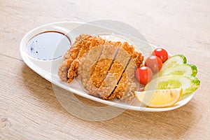 Japanese deep fried pork cutlet (tonkatsu set)