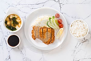 Japanese deep fried pork cutlet (tonkatsu set)