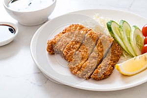 Japanese deep fried pork cutlet (tonkatsu set)