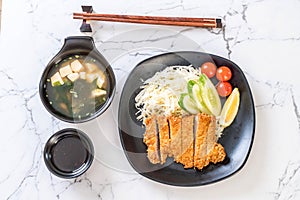 Japanese deep fried pork cutlet (tonkatsu set)