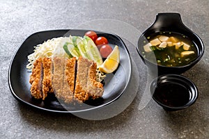 Japanese deep fried pork cutlet (tonkatsu set)