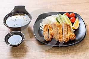 Japanese deep fried pork cutlet (tonkatsu set)