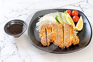 Japanese deep fried pork cutlet (tonkatsu set)