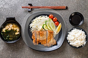 Japanese deep fried pork cutlet (tonkatsu set)