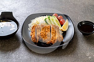 Japanese deep fried pork cutlet (tonkatsu set)