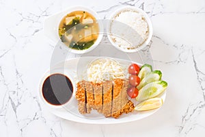 Japanese deep fried pork cutlet (tonkatsu set)