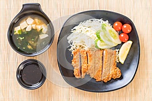 Japanese deep fried pork cutlet (tonkatsu set)