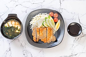 Japanese deep fried pork cutlet (tonkatsu set)