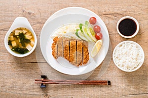 Japanese deep fried pork cutlet (tonkatsu set)