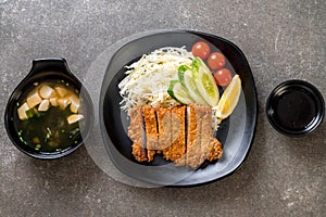 Japanese deep fried pork cutlet (tonkatsu set)