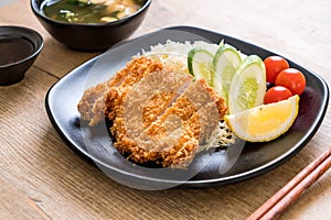 Japanese deep fried pork cutlet (tonkatsu set)