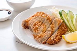 Japanese deep fried pork cutlet (tonkatsu set)