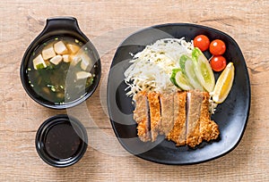 Japanese deep fried pork cutlet (tonkatsu set