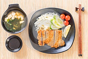 Japanese deep fried pork cutlet (tonkatsu set