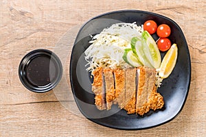 Japanese deep fried pork cutlet (tonkatsu set