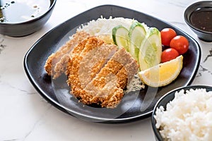 Japanese deep fried pork cutlet (tonkatsu set