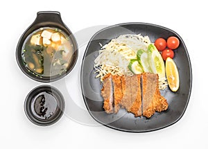 Japanese deep fried pork cutlet (tonkatsu set