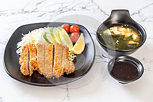 Japanese deep fried pork cutlet (tonkatsu set