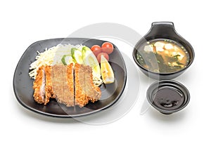 Japanese deep fried pork cutlet (tonkatsu set