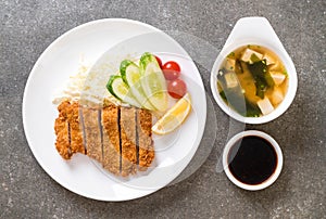 Japanese deep fried pork cutlet (tonkatsu set