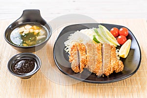 Japanese deep fried pork cutlet (tonkatsu set