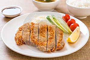 Japanese deep fried pork cutlet (tonkatsu set