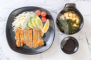 Japanese deep fried pork cutlet (tonkatsu set