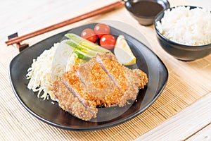 Japanese deep fried pork cutlet (tonkatsu set