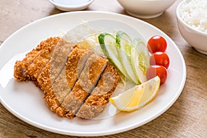 Japanese deep fried pork cutlet (tonkatsu set