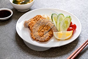 Japanese deep fried pork cutlet (tonkatsu set