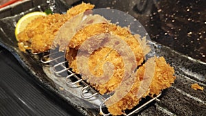 Japanese deep fried pork or tonkatsu set