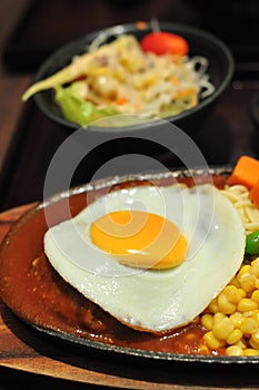 Japanese demi glace sauce hamberger with fried egg