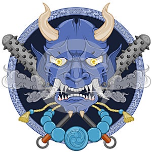 Japanese demon Oni with kanabo