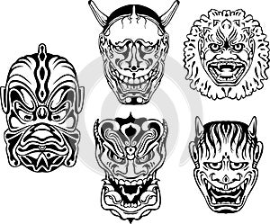 Japanese Demonic Noh Theatrical Masks