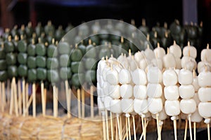 Japanese dessert rows on haystack
