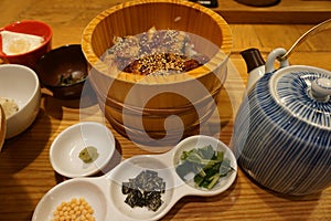 Japanese dish. Unagi don grilled eel rice bowl