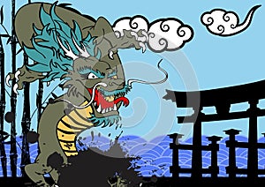 Japanese dragon baboo background card