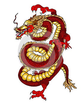 Japanese dragon for printing on paper and for tattoo design.