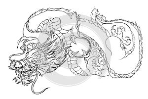 Japanese Dragon tattoo.Outline Japanese dragon design tattoo for Arm