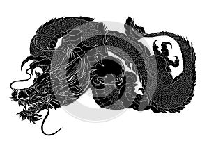 Japanese Dragon tattoo.Outline Japanese dragon design tattoo for Arm