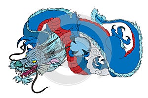 Japanese Dragon tattoo.Outline Japanese dragon design tattoo for Arm