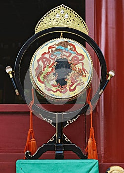 Japanese drum in temple in Kamakura.