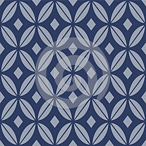 Japanese Ellipse Diamond Flower Vector Seamless Pattern