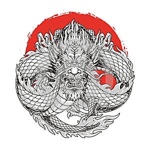 Japanese evil serpent emblem colorful