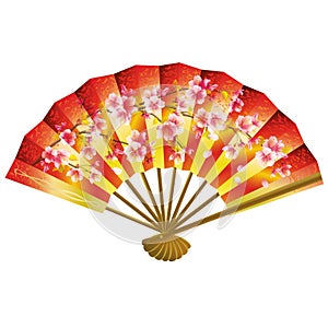 Japanese fan over white