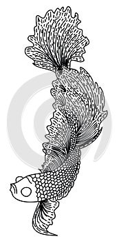 Japanese Fighting fish tattoo design vector for sticker.