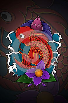 Japanese fish artwork vector illustration